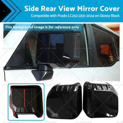 Glossy Black Side Rear View Mirror Cover for Prado LC250 J250 (2024)
