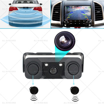 170° 3in1 Reverse Rear View Camera w/ Backup Radar for Universal Car