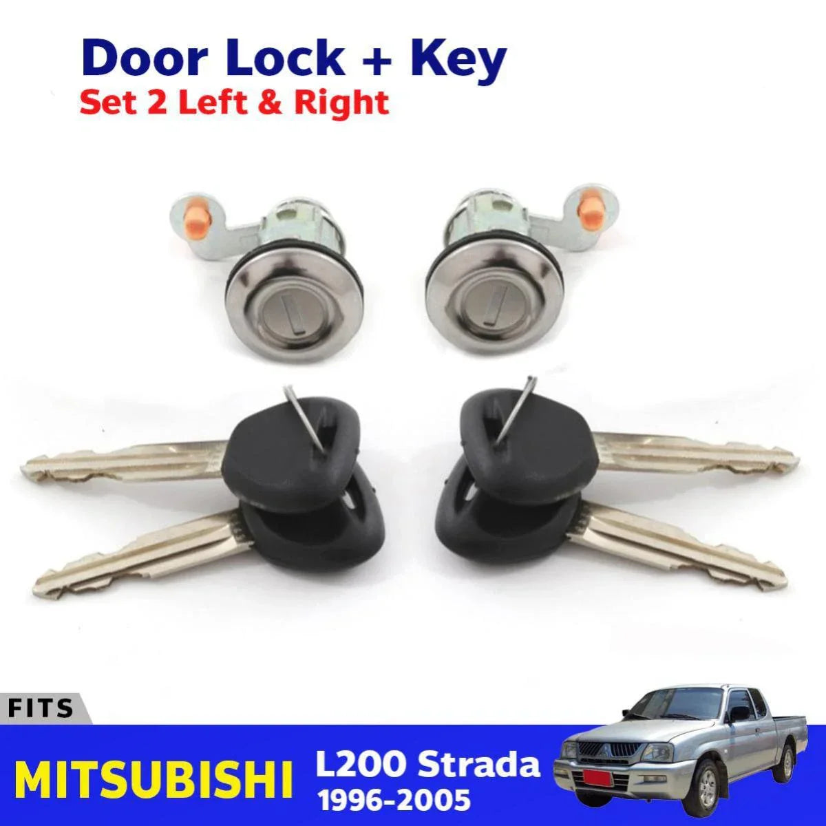 Door Lock Safety Key Set L+R Fits Mitsubishi L200 Strada Pickup UTE 1997-05 D08