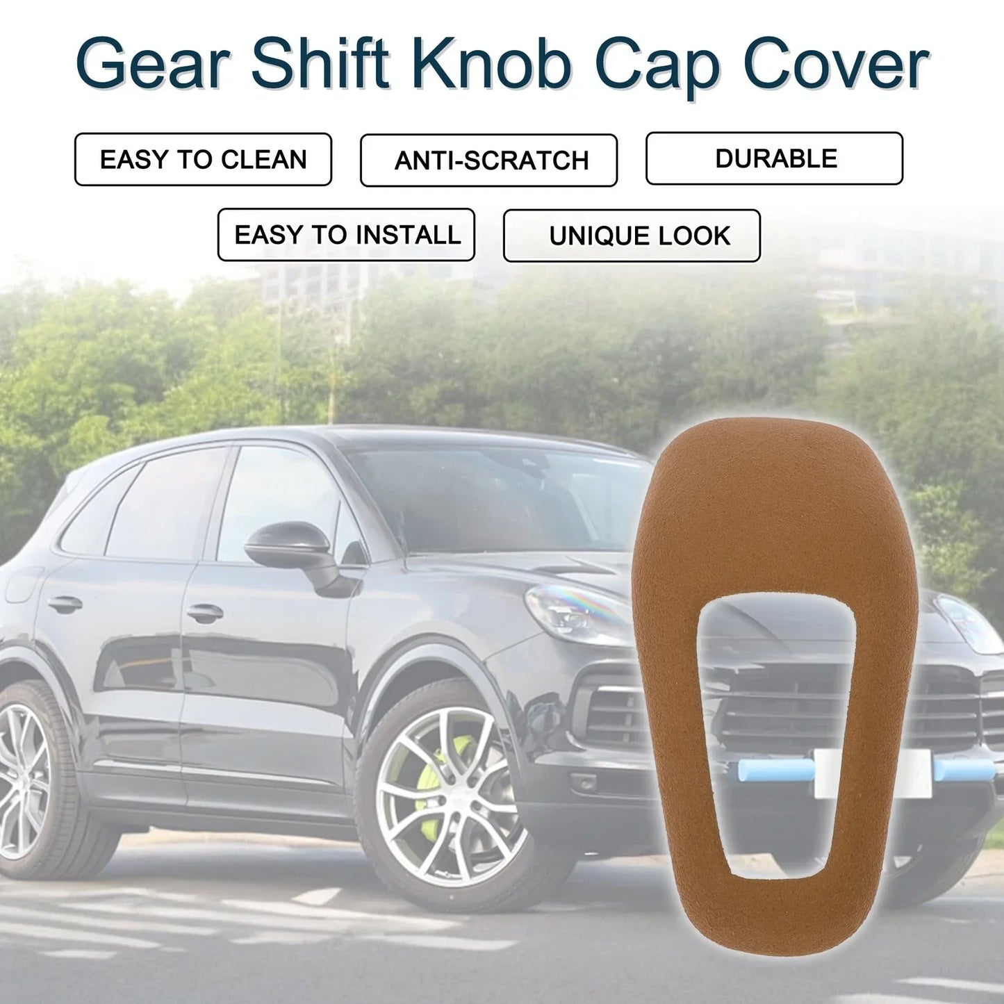 Gear Shift Knob Cap Cover for Porsche Cayenne 2018-2025 Brown Console 1 x