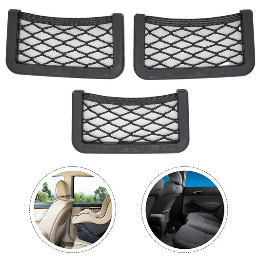3 x Storage Net Bag Accessories Organizer Parts Phone Holder Pocket for Car