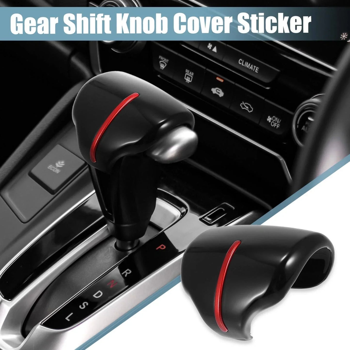 Car Gear Shift Knob Cover for Honda CR-V 2017-2021 - Black Red Trim