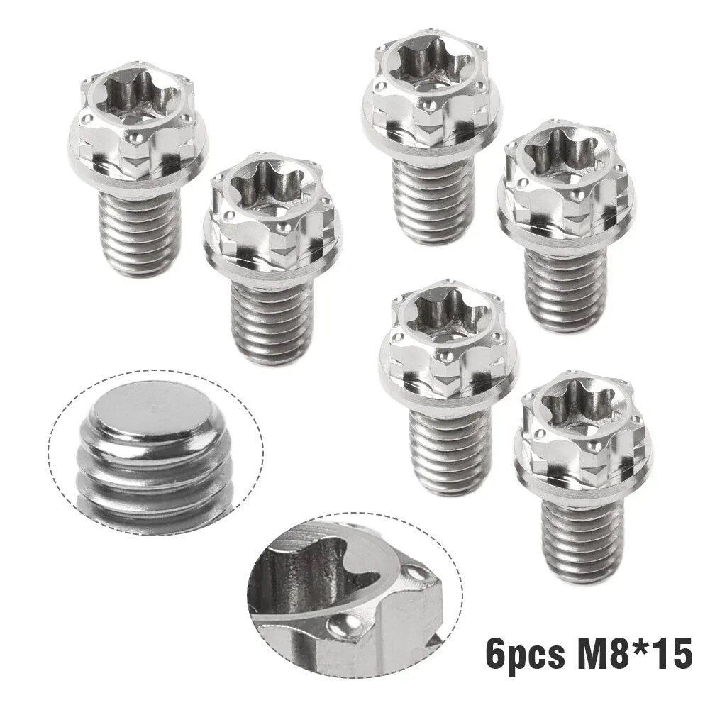 6pcs M8x15mm Titanium Torx Head Flange Bolts for Motorcycle Bike
