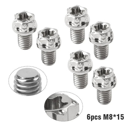 6pcs M8x15mm Titanium Torx Head Flange Bolts for Motorcycle Bike