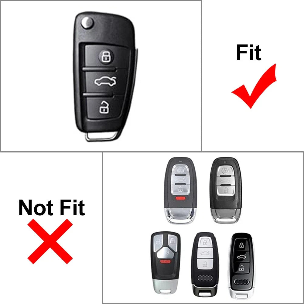 Black 3-Button Key Fob Case Shell Cover for Audi A8 Quattro (2006-2010)