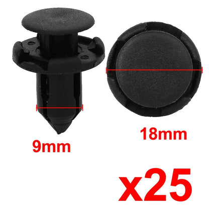 25 x Nylon Rivets Door Bumper Clips 9mm for Honda