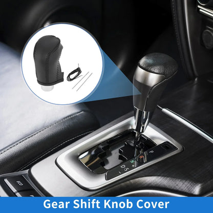 Car Gear Shift Knob Cover for Hyundai Tucson 2015-2018 Black Faux Leather