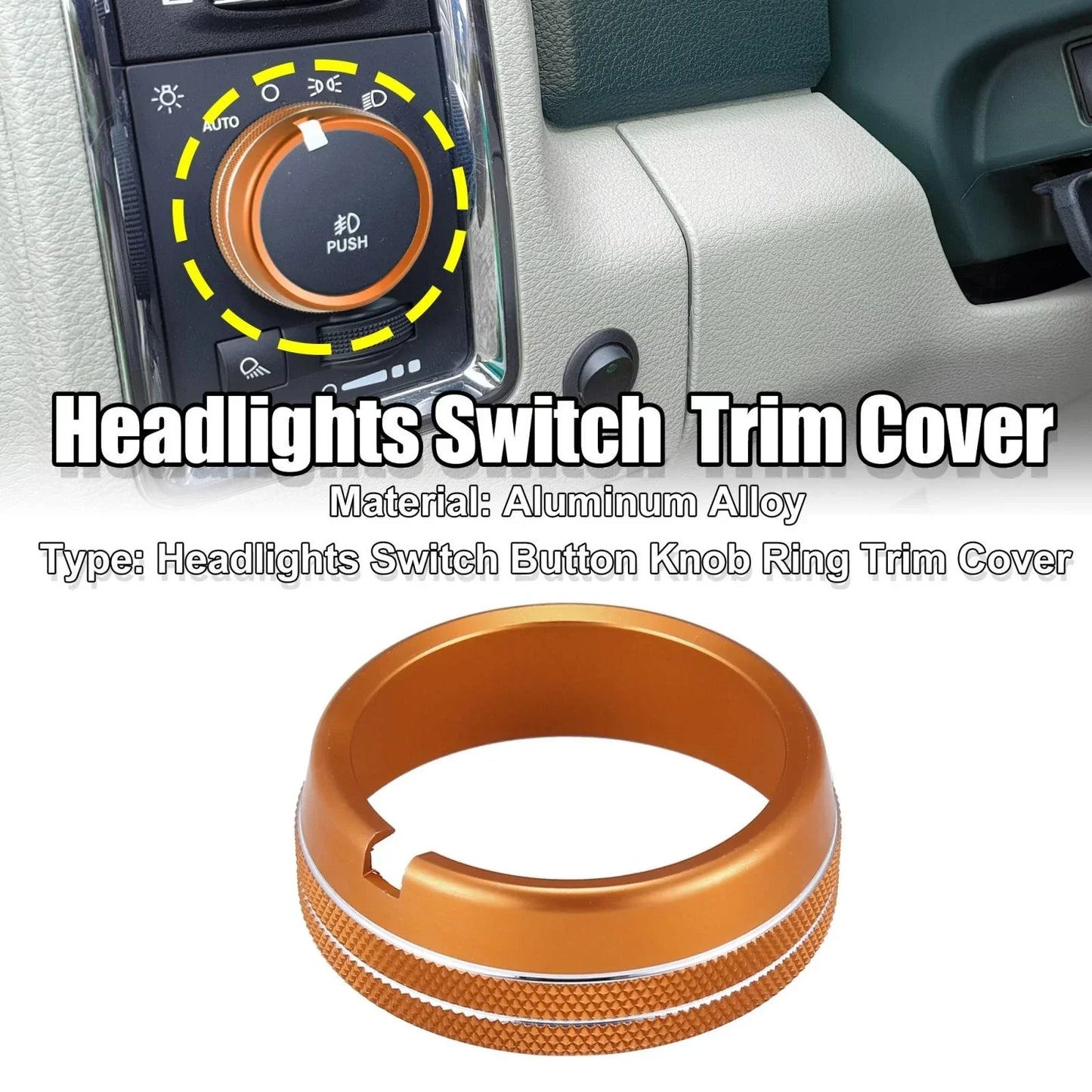 Headlight Switch Button Knob Trim Cover for Dodge Ram 2010-2017 Orange
