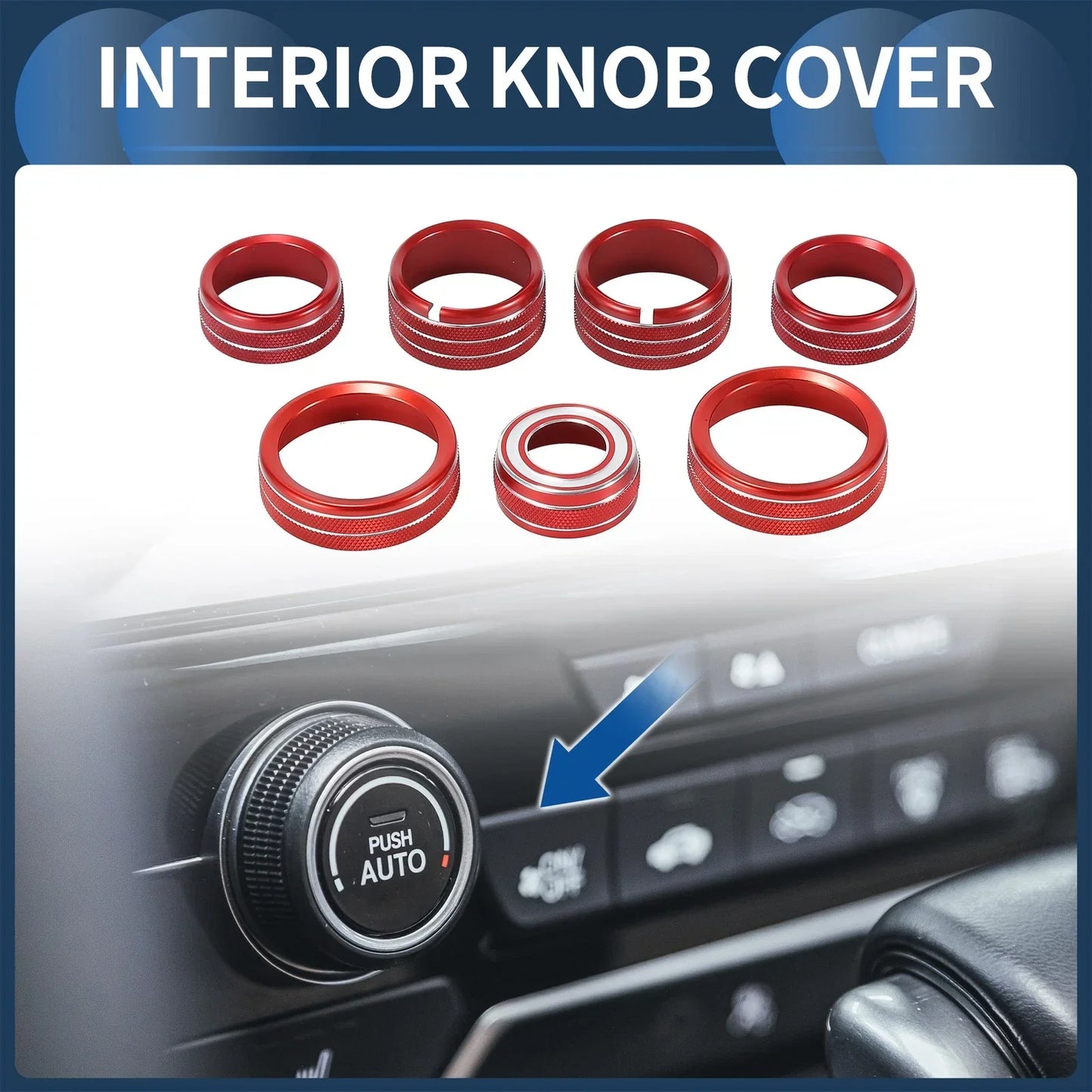 4WD Headlight Switch Knob Cover Ring for GMC Canyon (2015-2022) - 7 Pcs Red