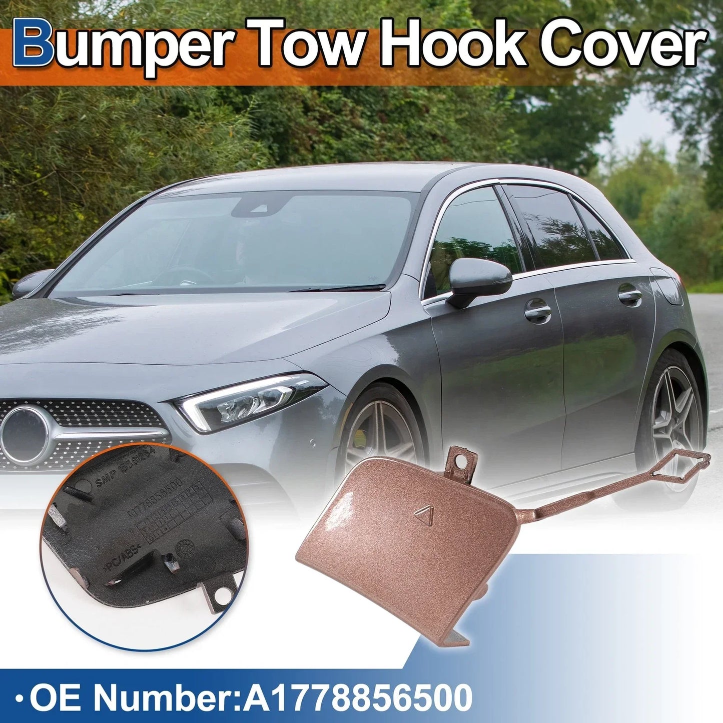 Front Bumper Tow Hook Cover for Mercedes-Benz W177 (2019-2023) - Rose Gold