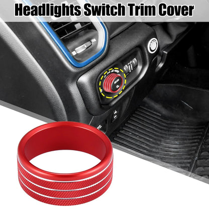 Headlight Switch Button Knob Trim Cover for Dodge Ram 2018-2021 Red
