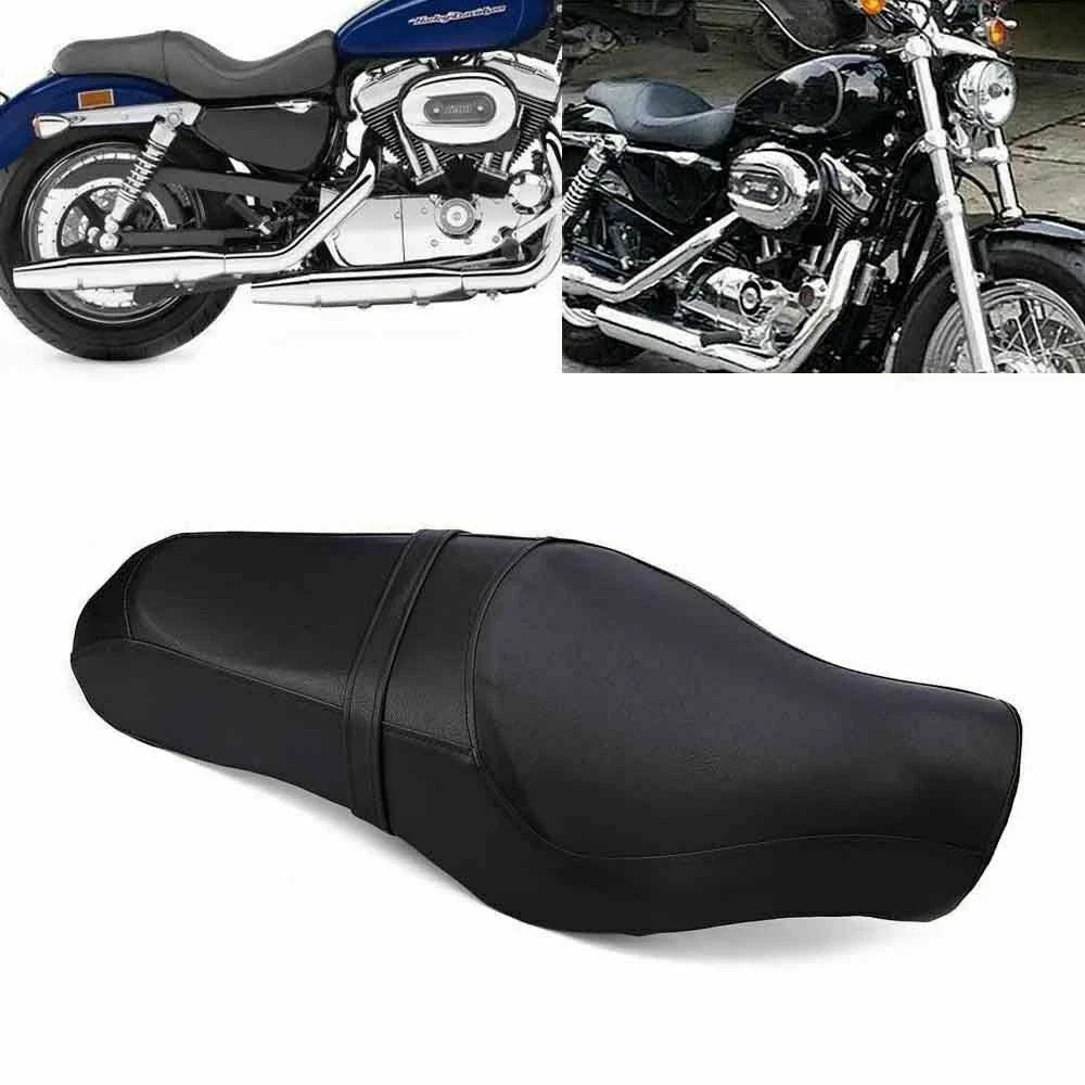 Black Driver Rear Passenger Seat for Harley Sportster XL883 XL1200 (04-16)