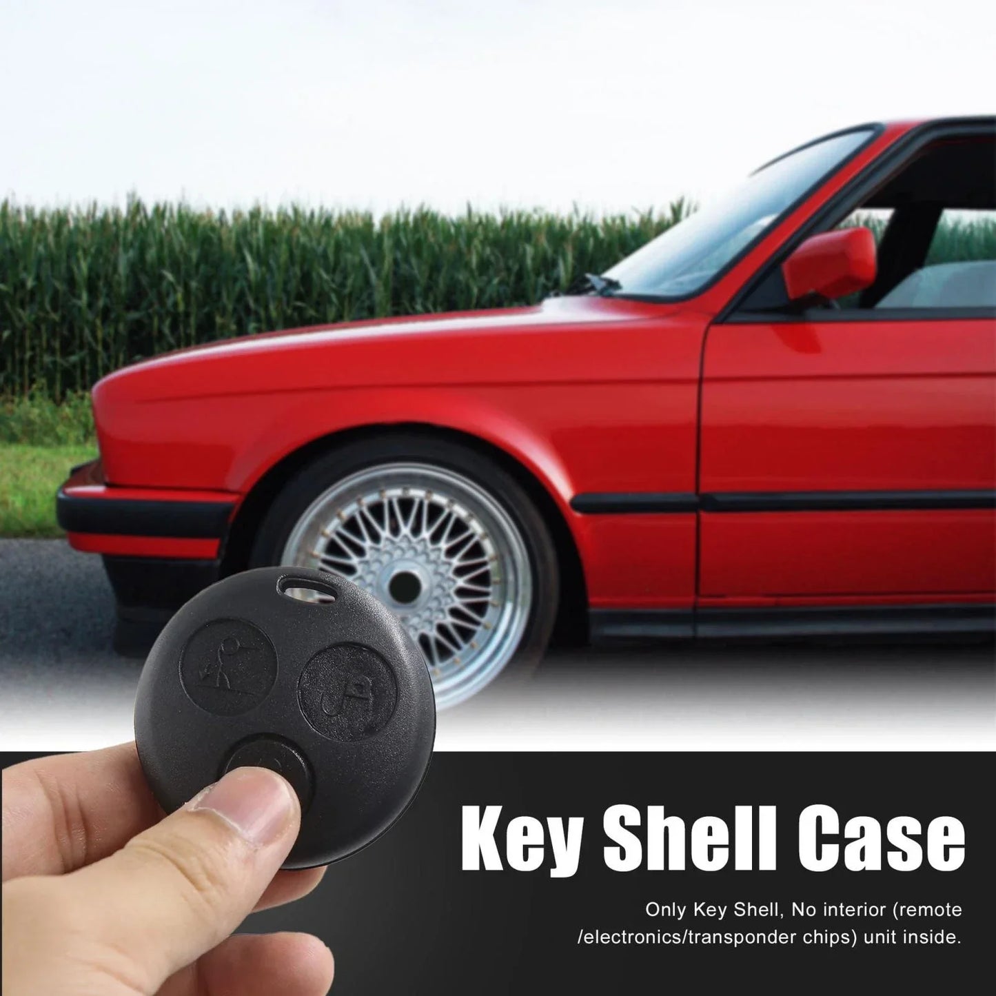 Key Fob Shell Case for SMART Fortwo & Mercedes-Benz 3 Button Black