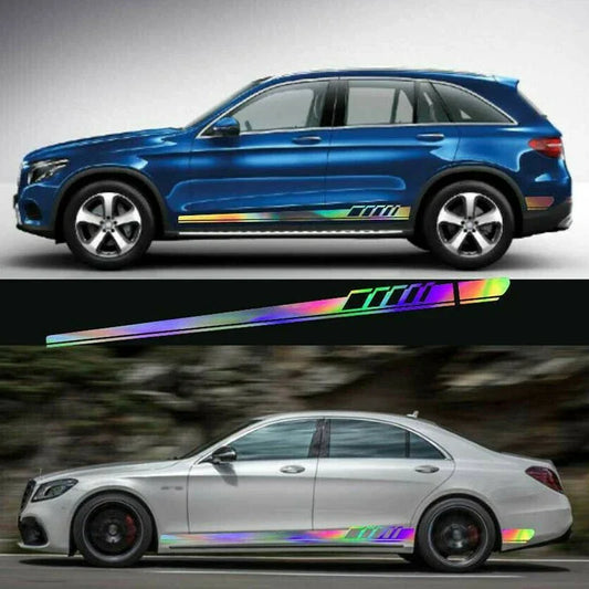 2x Reflective Auto/Car Body Both Side Graphics Vinyl Long Stripe Decal Sticker