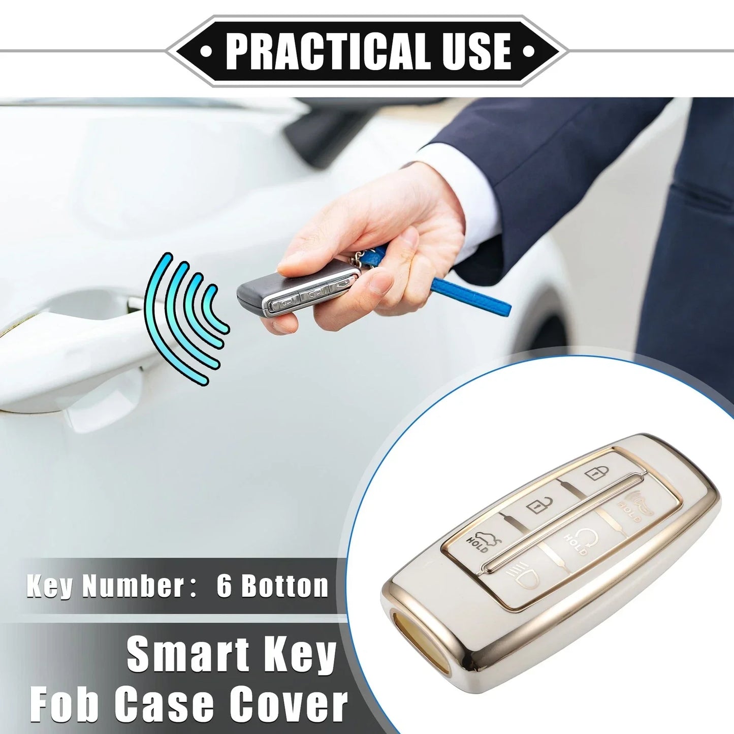 6 x Buttons Key Fob Cover TPU Remote Case for Hyundai ( Specified)