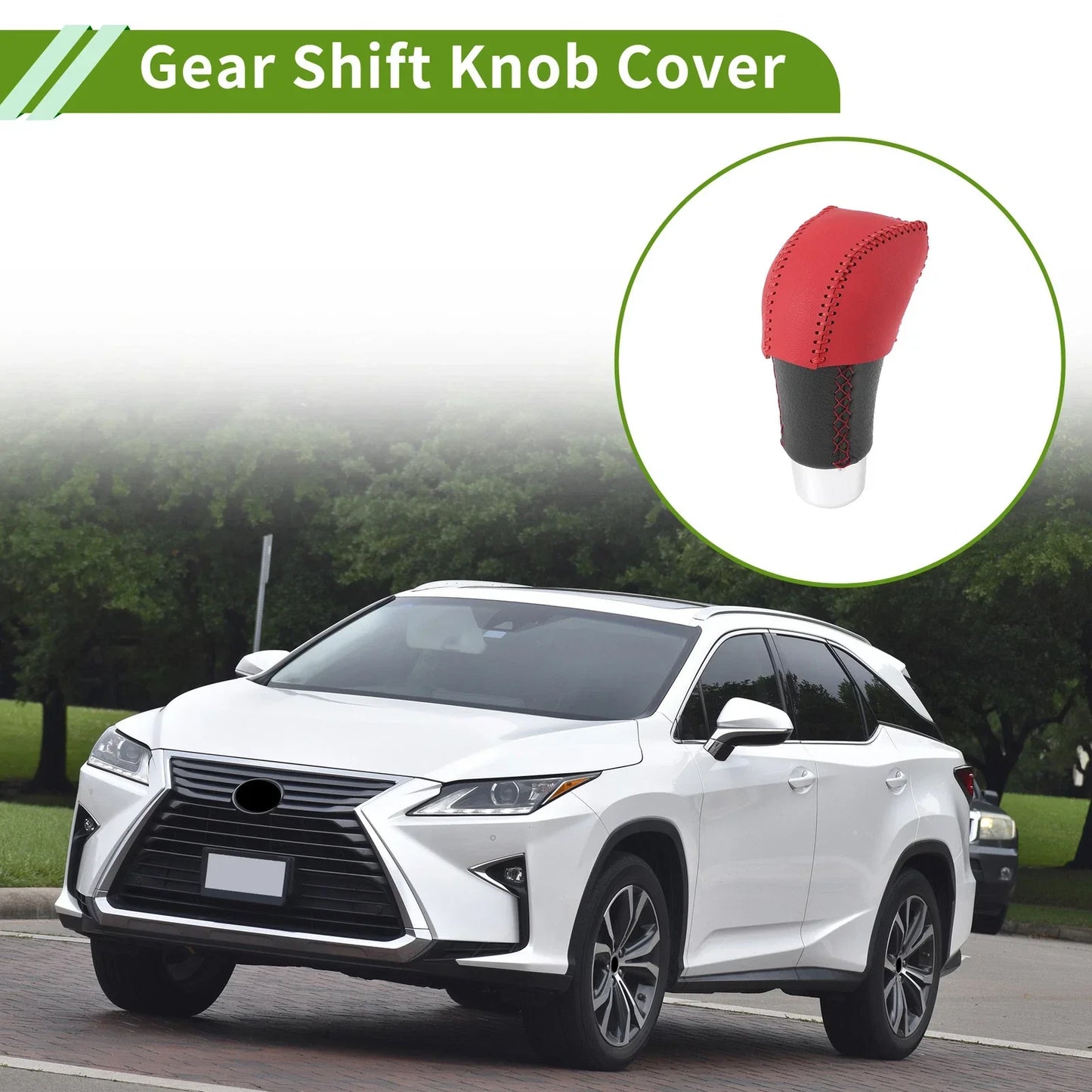 Car Gear Shift Knob Cover for Lexus RX350 2023-2024 Red Faux Leather