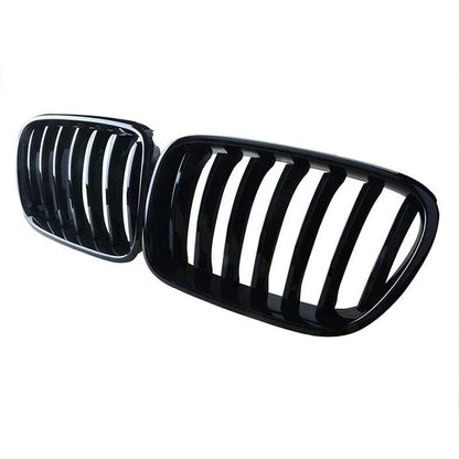 2 x Front Grille Kidney Grill Gloss Black for BMW X3 (2010-2014)