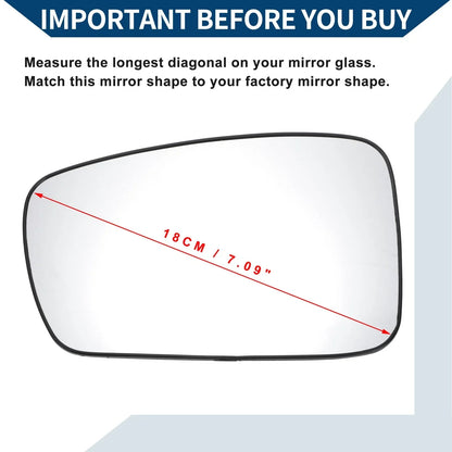 Heated Left Side Mirror Glass for Hyundai Sonata (2011-2014)