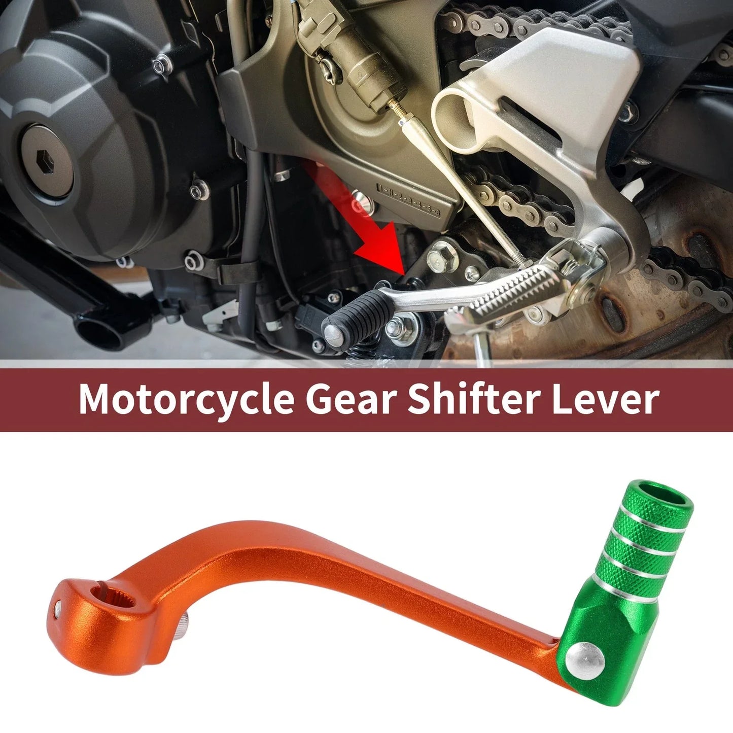 Folding Motorcycle Gear Shifter Lever for Honda CRF110F (2013-2018) Orange Green