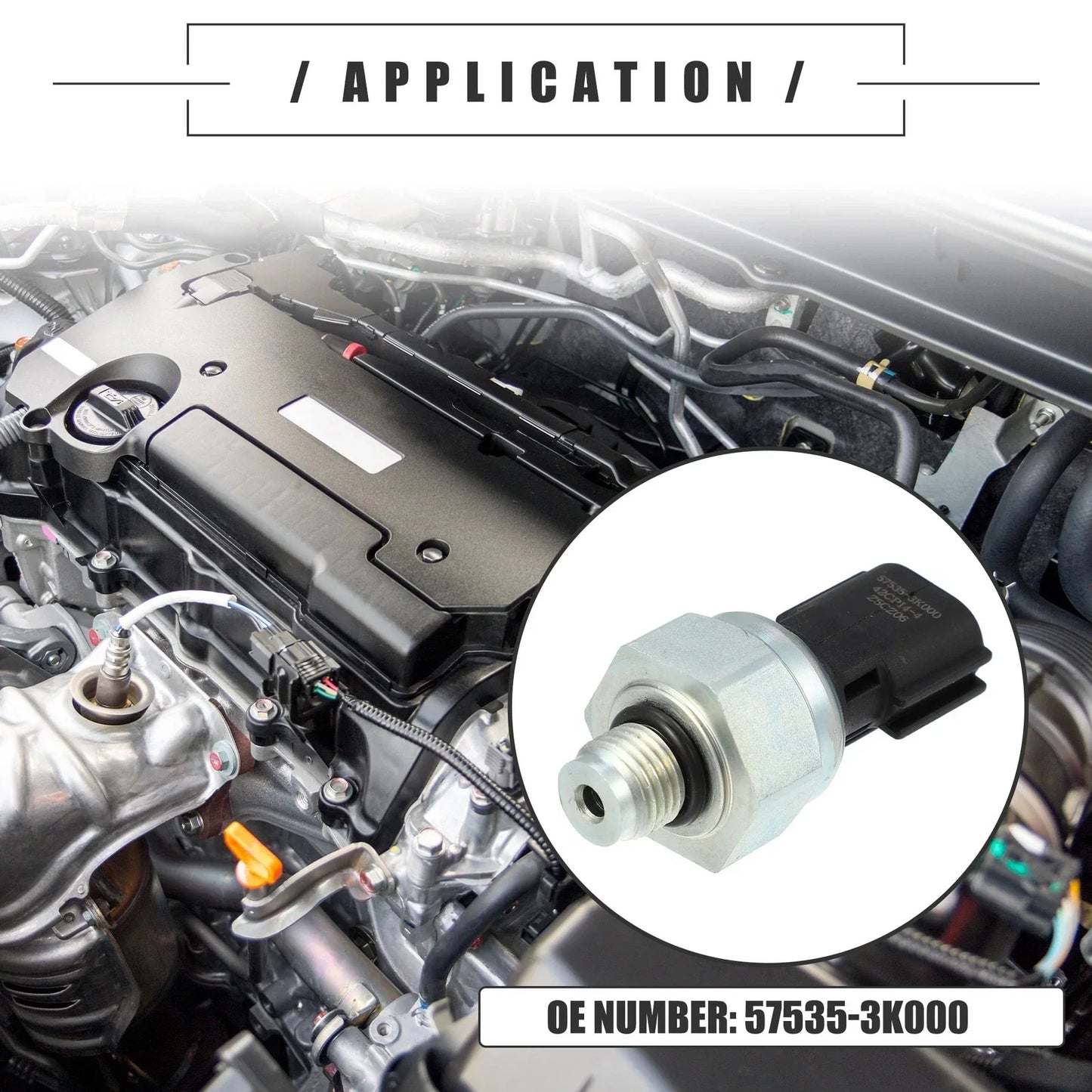 Engine Oil Pressure Sensor for Hyundai (57535-3K000) - Black Silver Tone