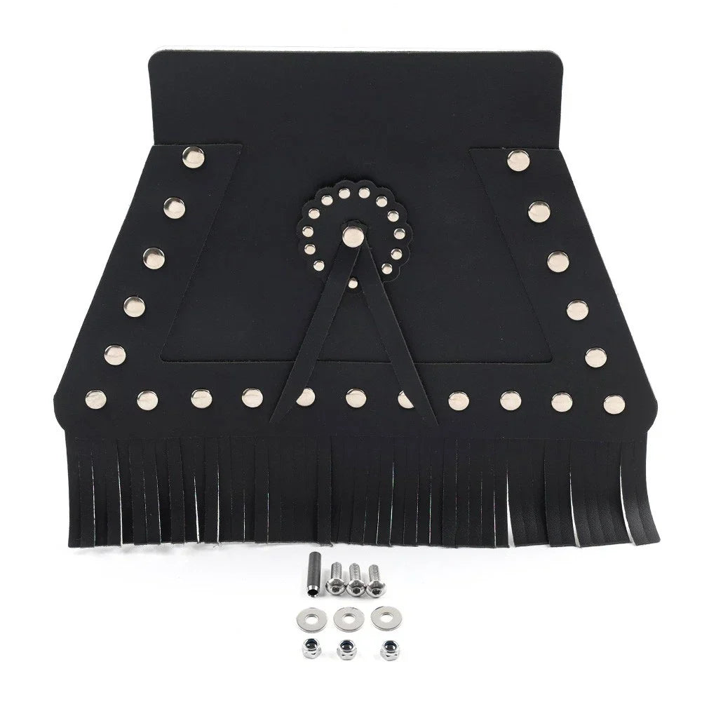 PU Leather Rear Fender Mud Flap Cover with Fringe for Harley
