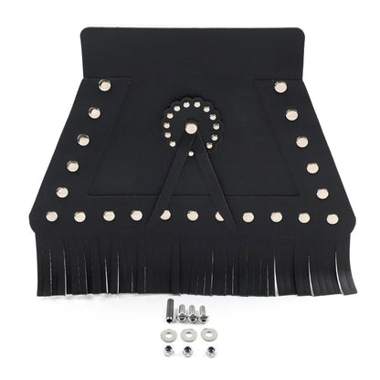 PU Leather Rear Fender Mud Flap Cover with Fringe for Harley