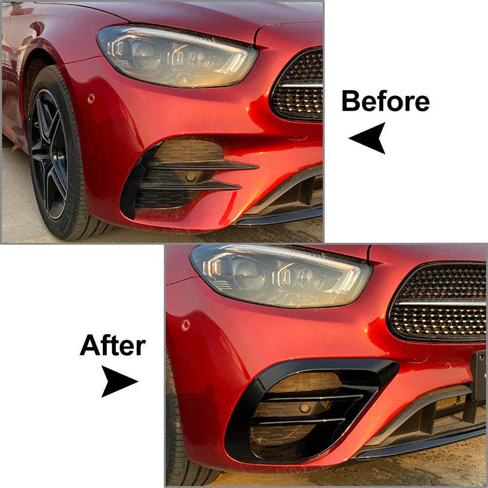 Black Front Bumper Fog Grill Trim for Mercedes Benz W213 E-Class (2020+)