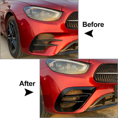 Black Front Bumper Fog Grill Trim for Mercedes Benz W213 E-Class (2020+)