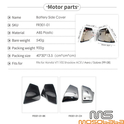 Chrome ABS Battery Side Covers for Honda VT1100 Shadow (1999-2008)