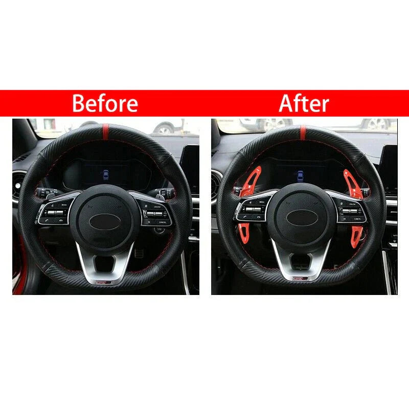 Red Steering Wheel Shift Paddle Extensions for Kia Forte (2020)