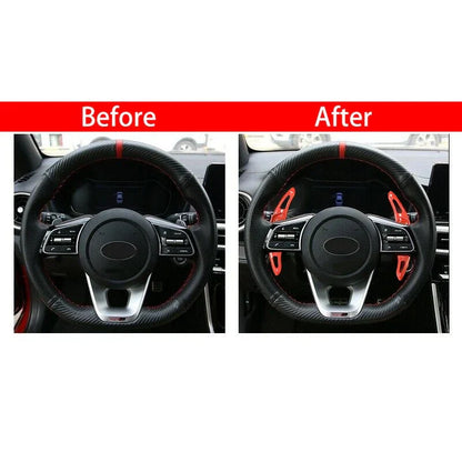 Red Steering Wheel Shift Paddle Extensions for Kia Forte (2020)