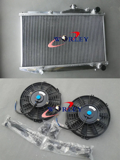 52mm Aluminum Radiator + Fans for Toyota Corolla AE86 1983-1987