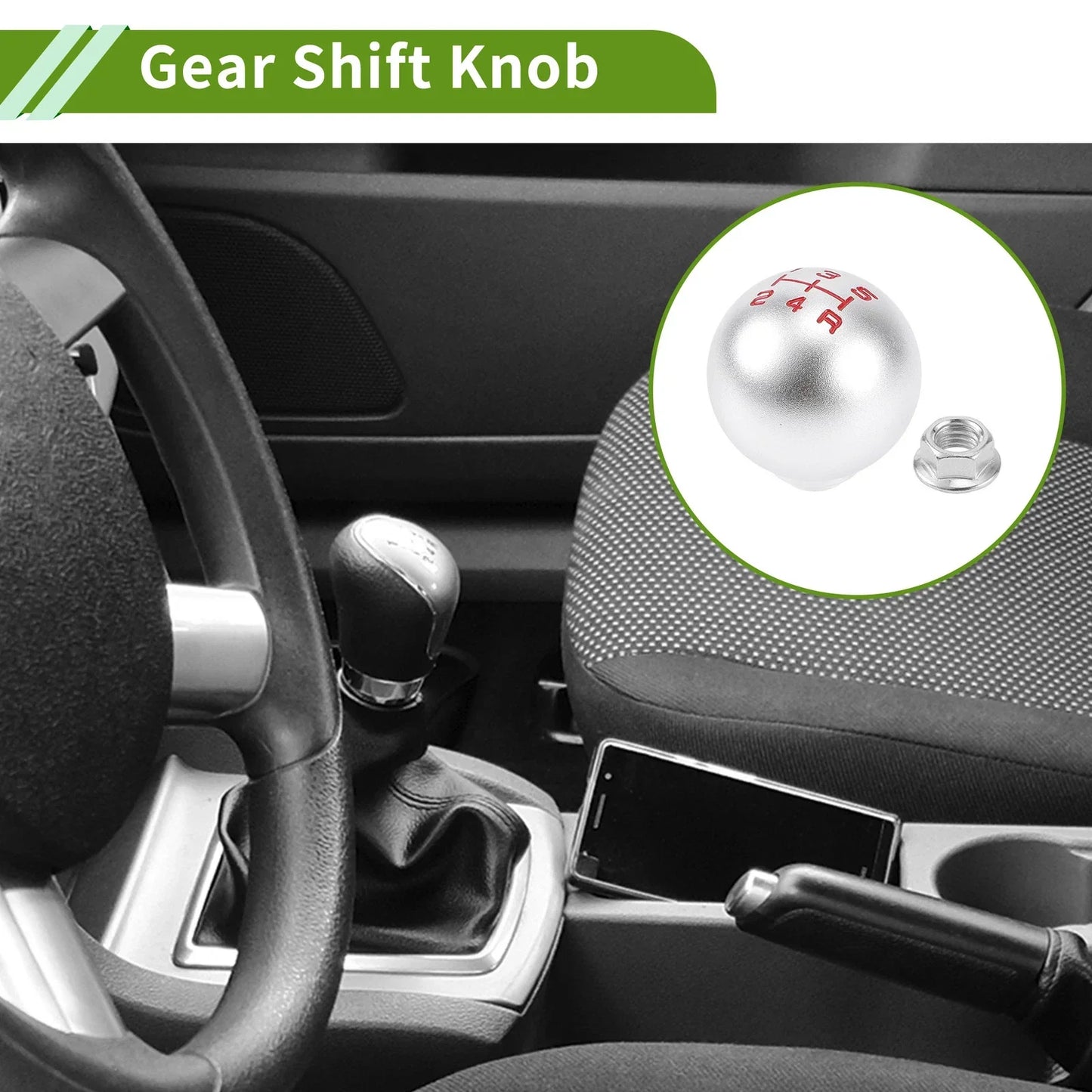 5 Speed Gear Shift Knob for Honda Accord (1990-1997) - Aluminum Alloy Silver Tone