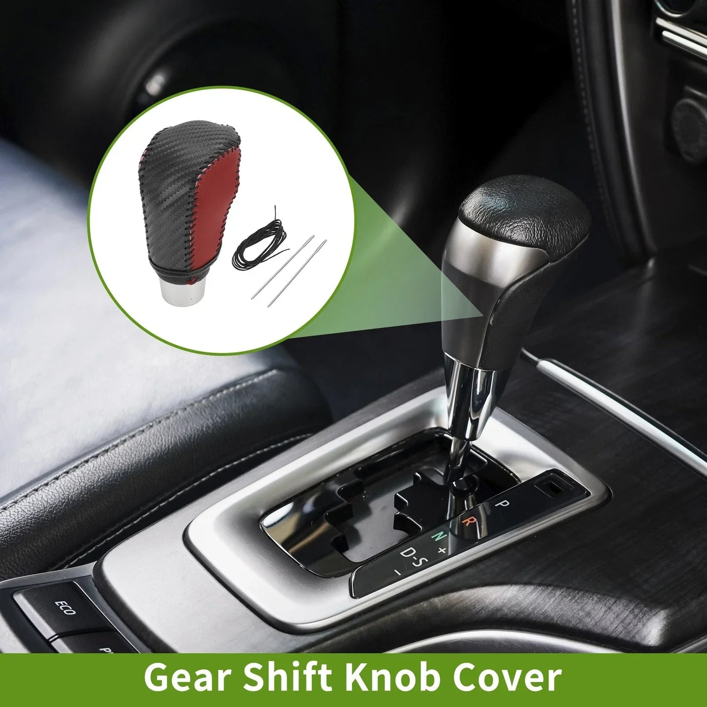 Car Gear Shift Knob Cover for Honda Civic 2016-2021 Black Carbon Fiber Red