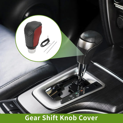 Car Gear Shift Knob Cover for Honda Civic 2016-2021 Black Carbon Fiber Red