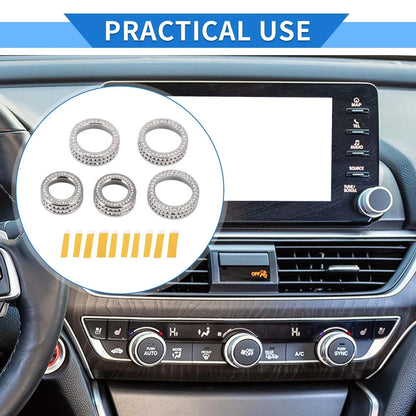 AC Media Tune Switch Knob Cover Ring for Honda Accord (2018-2022) - 5 Pcs
