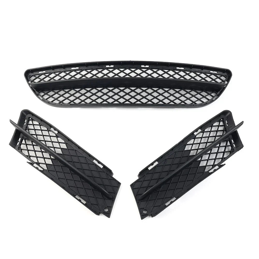 Black Front Lower Bumper Grilles Cover Set for BMW 3 Series E90 E91 (2006-2008)