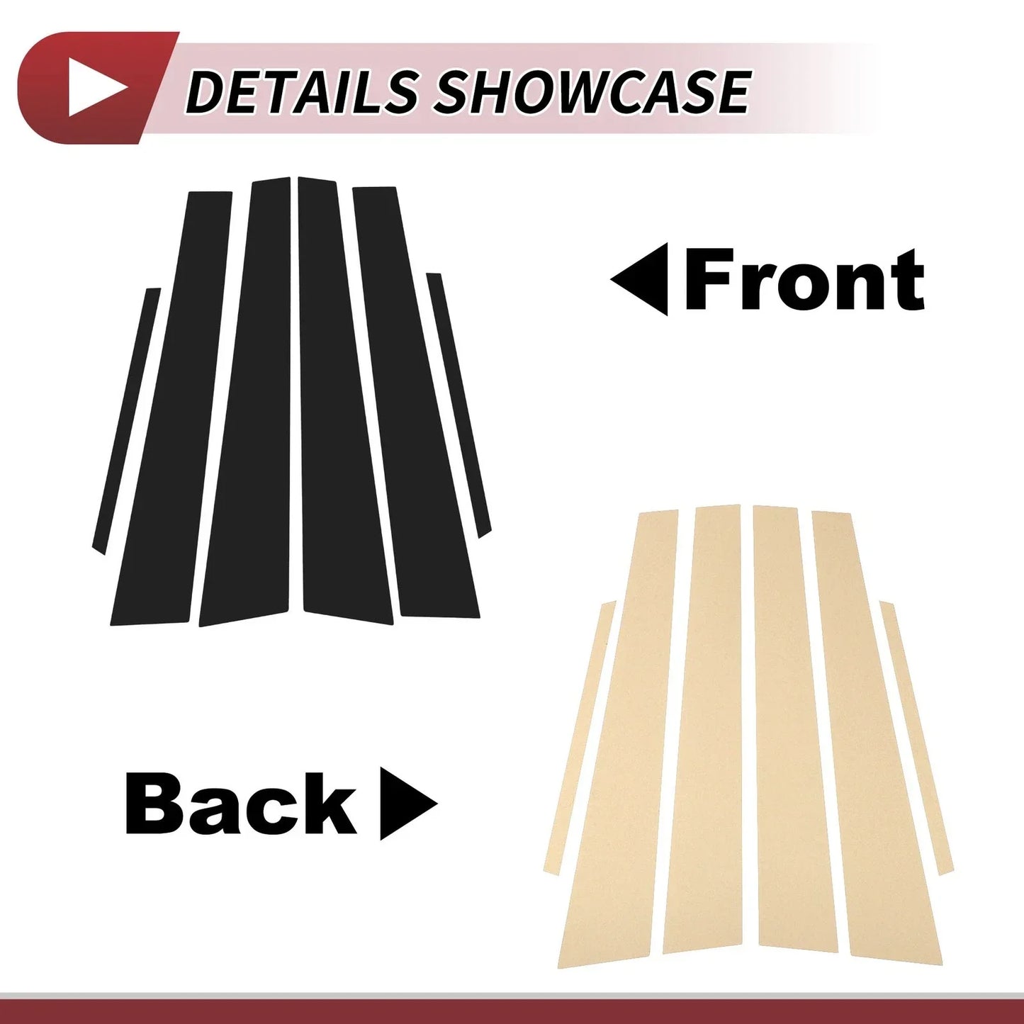 6 Pcs Black Door Pillar Window Trim for Lexus ES (1997-2001)