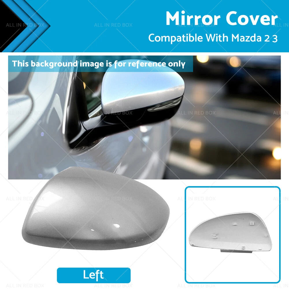 Silver LH Passenger Side Mirror Cover for Mazda 2 3 (2009-2013)