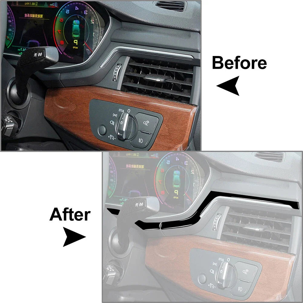 4 Pcs Piano Black Dashboard Trim Cover for Audi A4 A5 S4 RS4 (2016-2023)