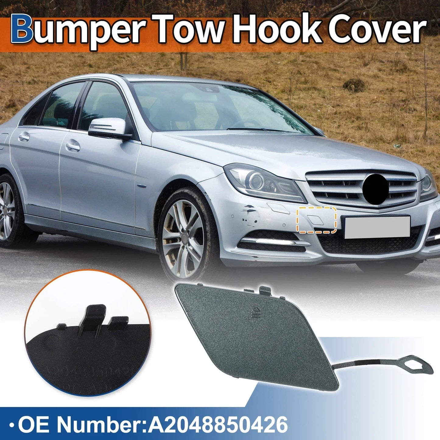 Bumper Tow Hook Cover for Mercedes-Benz A-Class (2013-2018) - Sapphire Grey
