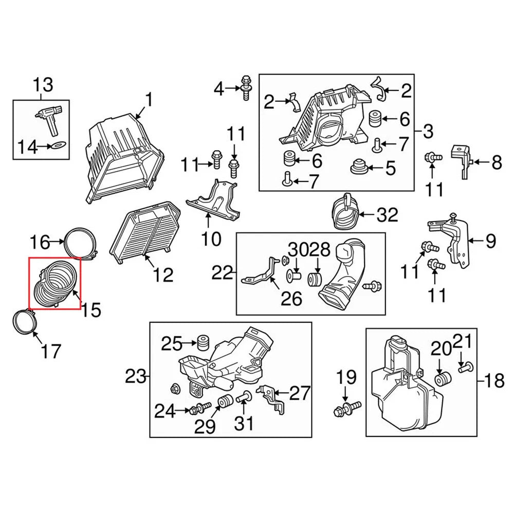 Air Filter Intake Hose Tube for 2015-2016 Honda CR-V 2.4L (2015-2016)