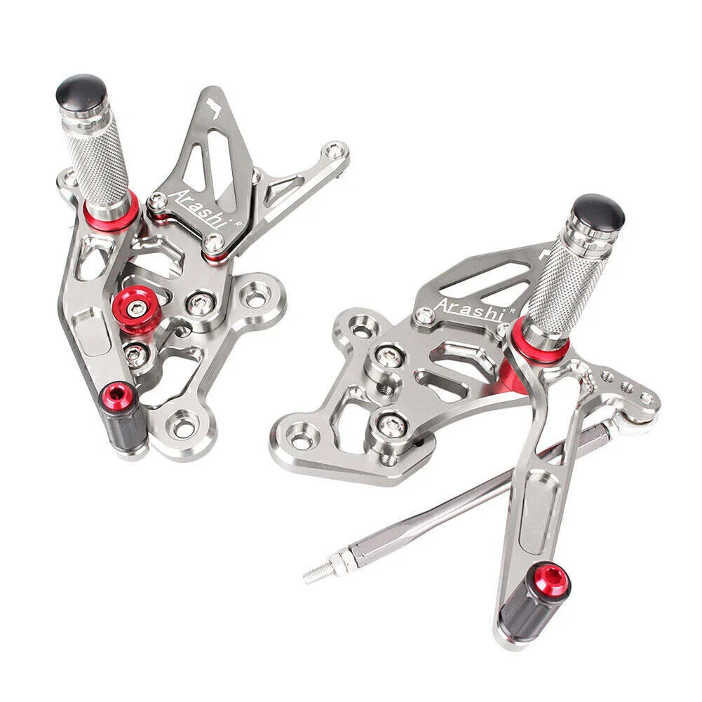 Steel Gray Rearset Footpegs for Suzuki GSR750 (2011-2016)