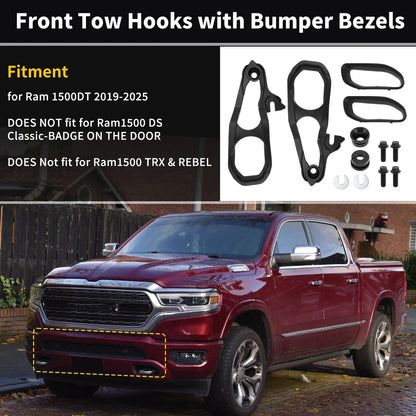 Front Tow Hooks for Dodge Ram 1500 DT 2019-2024 (2 x Hooks)