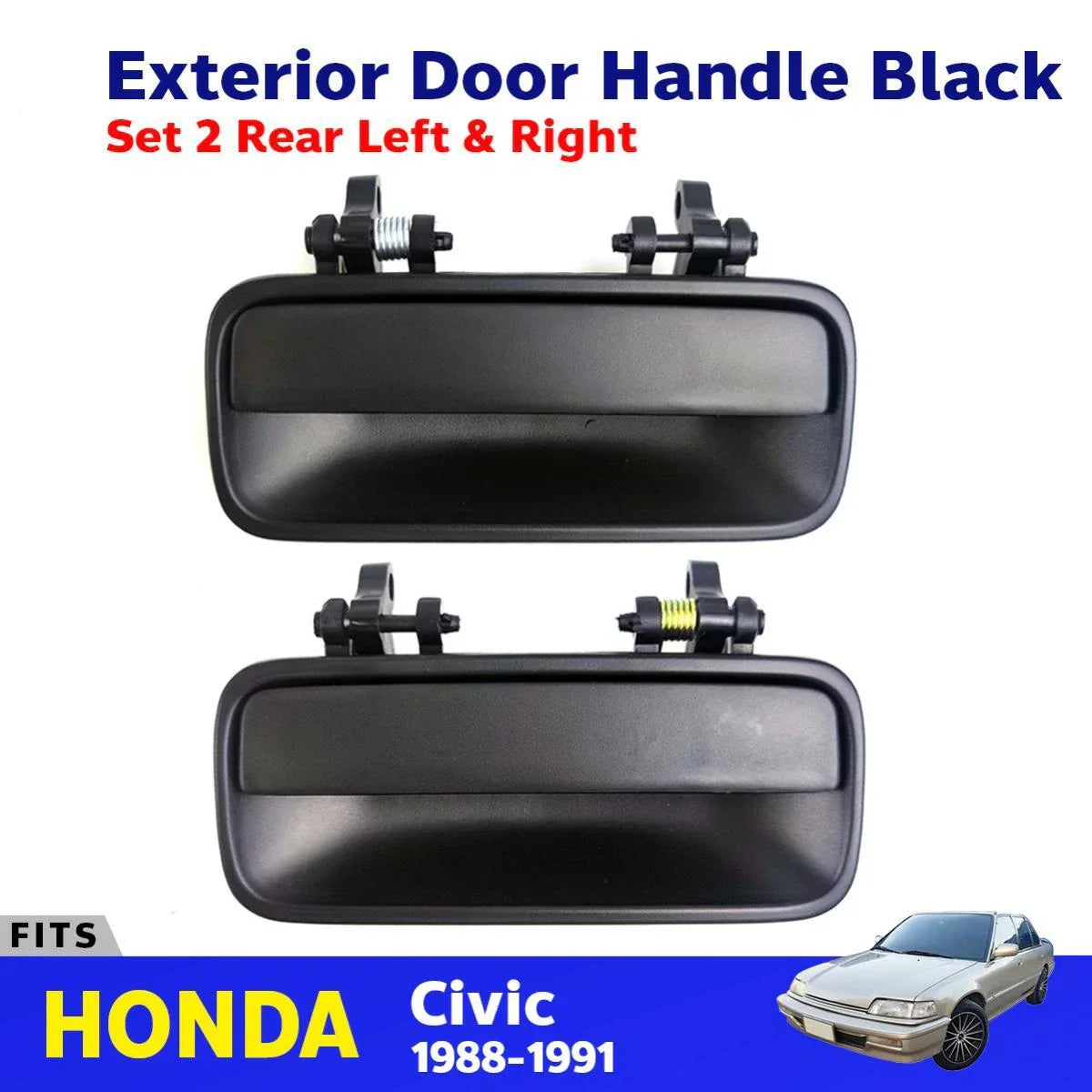 Exterior Door Handle Black RL+RR Fits Honda Civic EC ED EE 4D Sedan 1988-91 D06