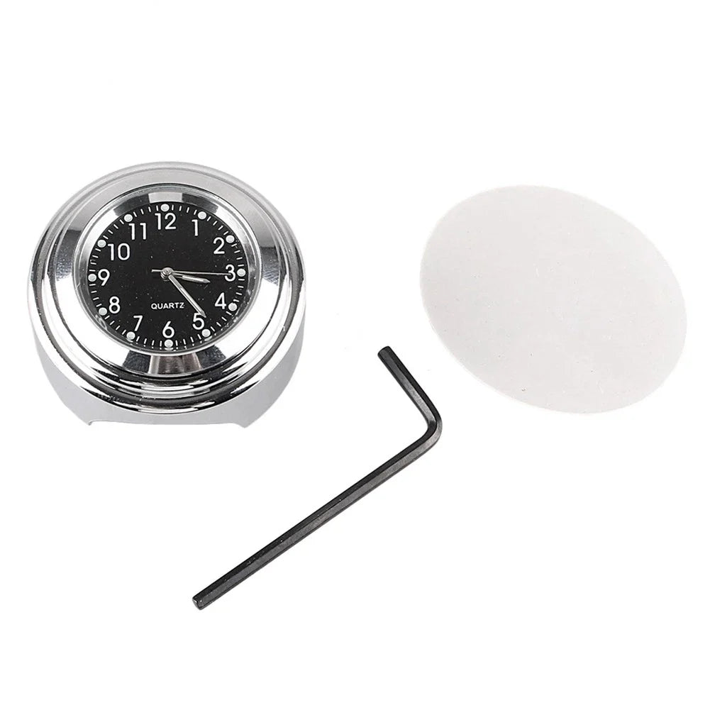 1x 7/8" Digital Clock Time Gauge for Motorcycle Handlebar - Silver