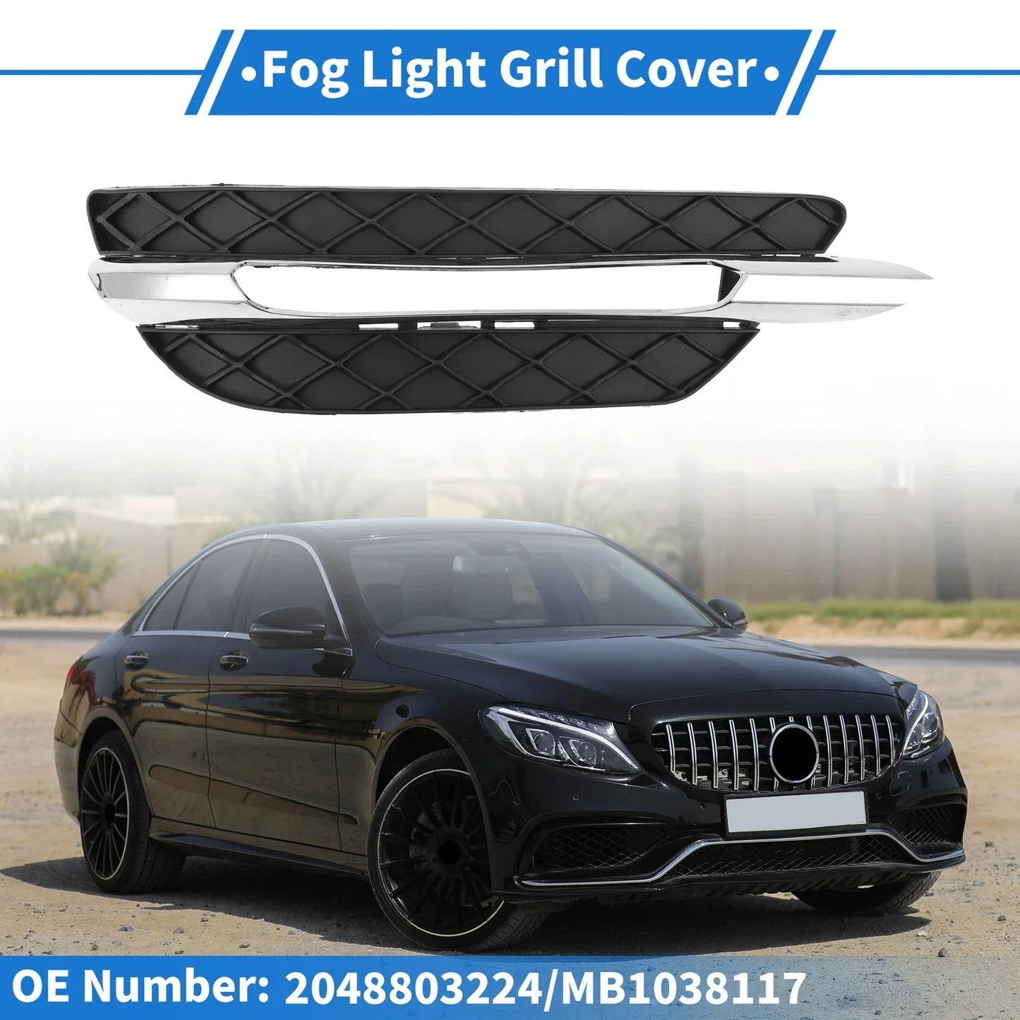 Front Left Fog Light Grill for Mercedes-Benz C300 (2008-2015)