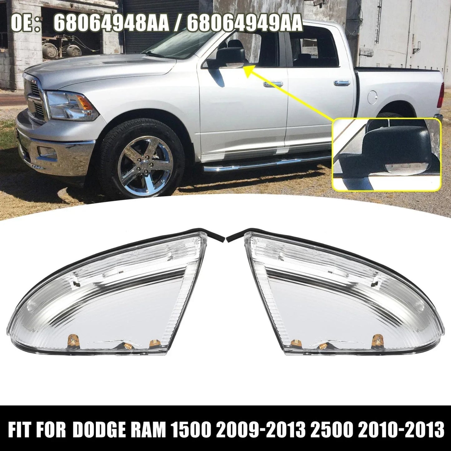 Dodge Ram 1500 2009-2013 2 x Front Mirror Turn Signal Lights