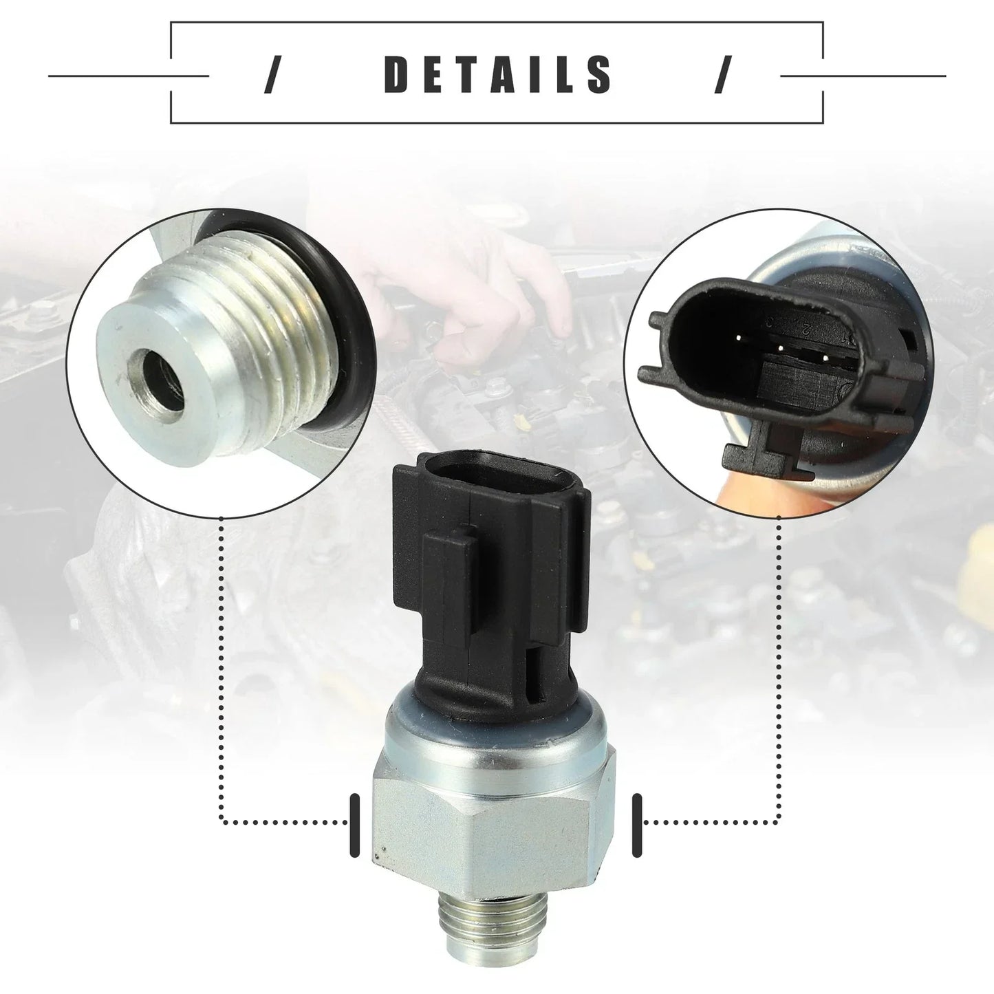 Engine Oil Pressure Sensor for Hyundai (57535-3K000) - Black Silver Tone