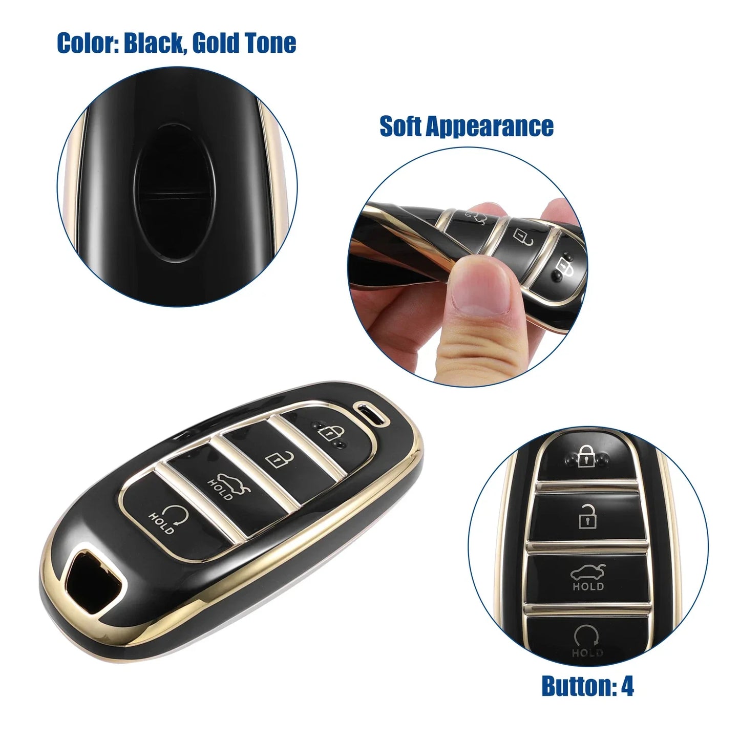 TPU 4 Button Keyless Entry Remote Key Fob Cover for Hyundai Tucson (2016-2023)